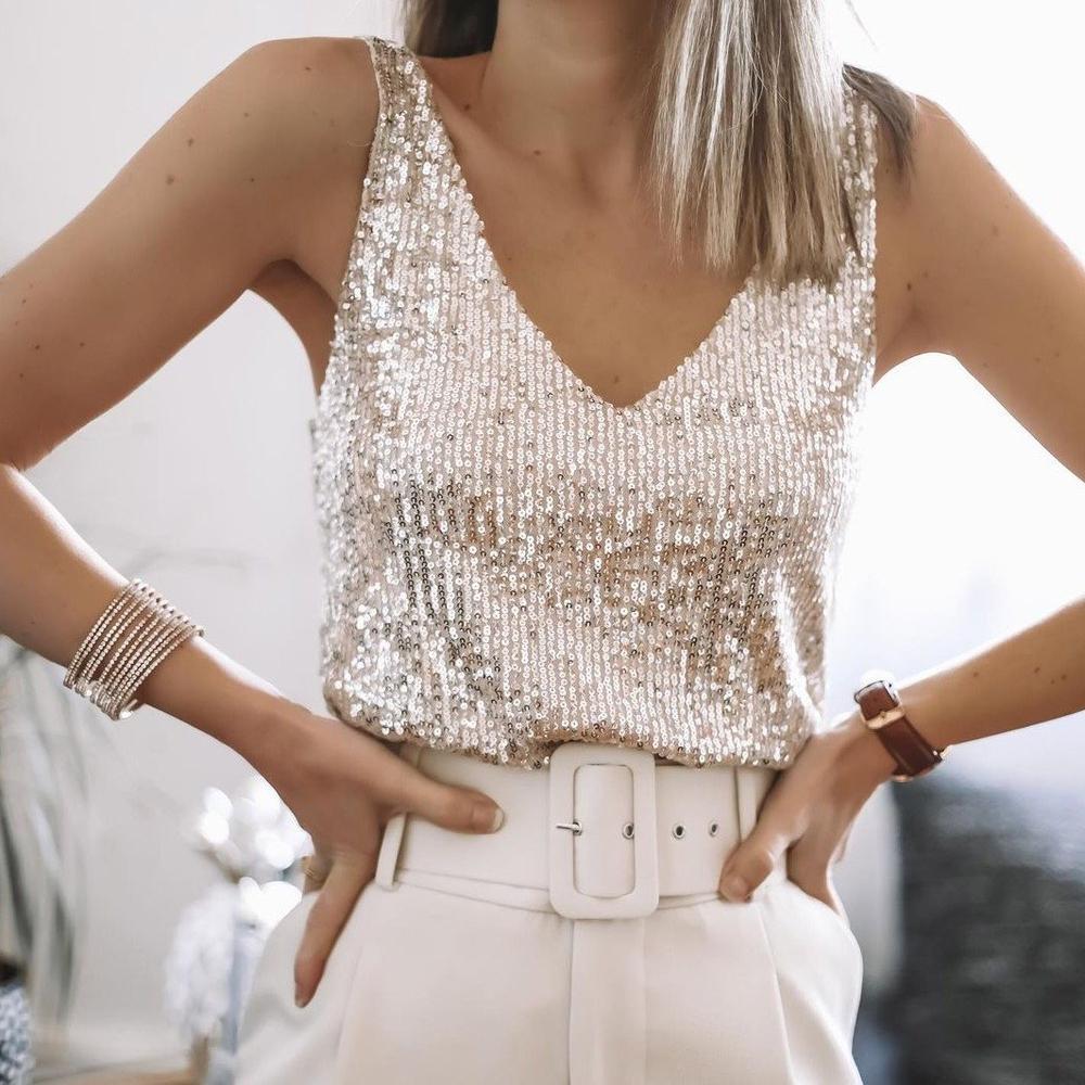 Natasha | Top de lentejuelas estilo fiesta glamuroso