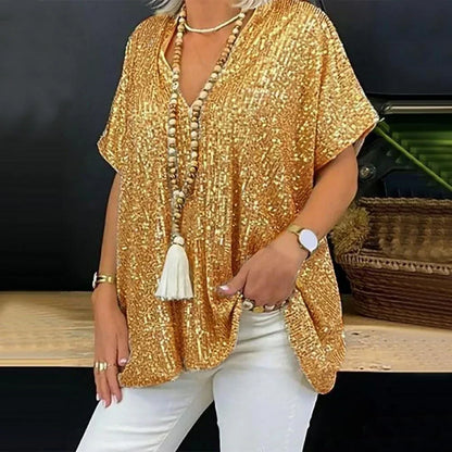 Wendy Bloes | Blusa de lentejuelas con cuello en V