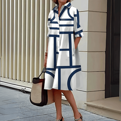 vestido camisero con estampado geométrico para mujer