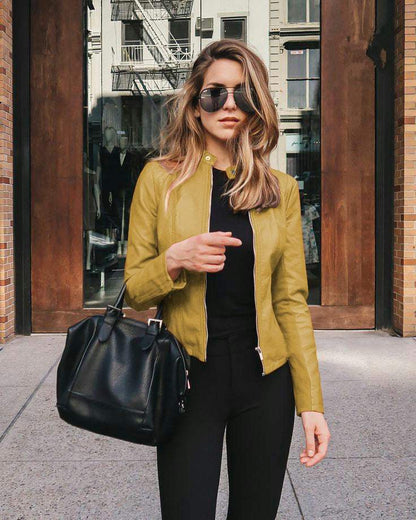 Chaqueta de piel | Elegante | Negra, piel flexible, acabado refinado | Perfecta para salir por la noche