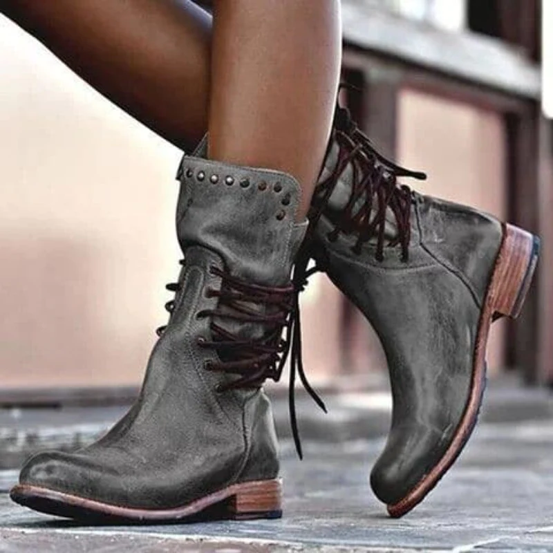 Amaya™ - Botas con cordones de piel vintage