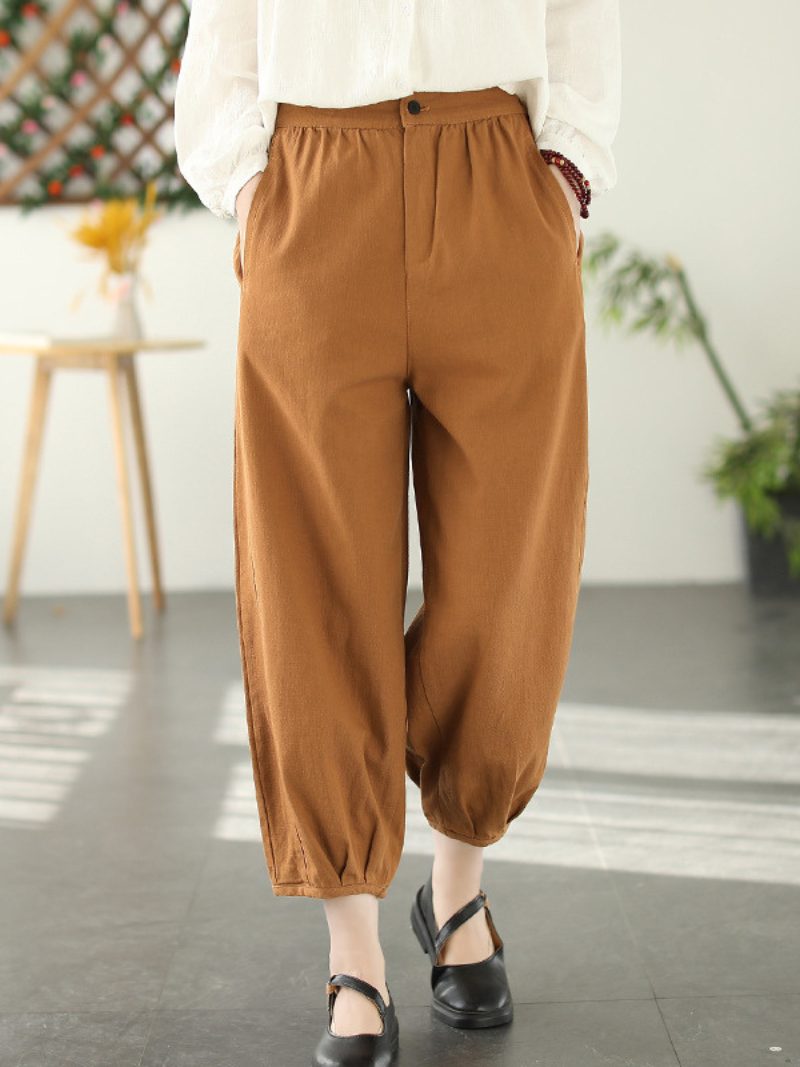 Fashion Pantalones largos de harén con cintura elástica informal