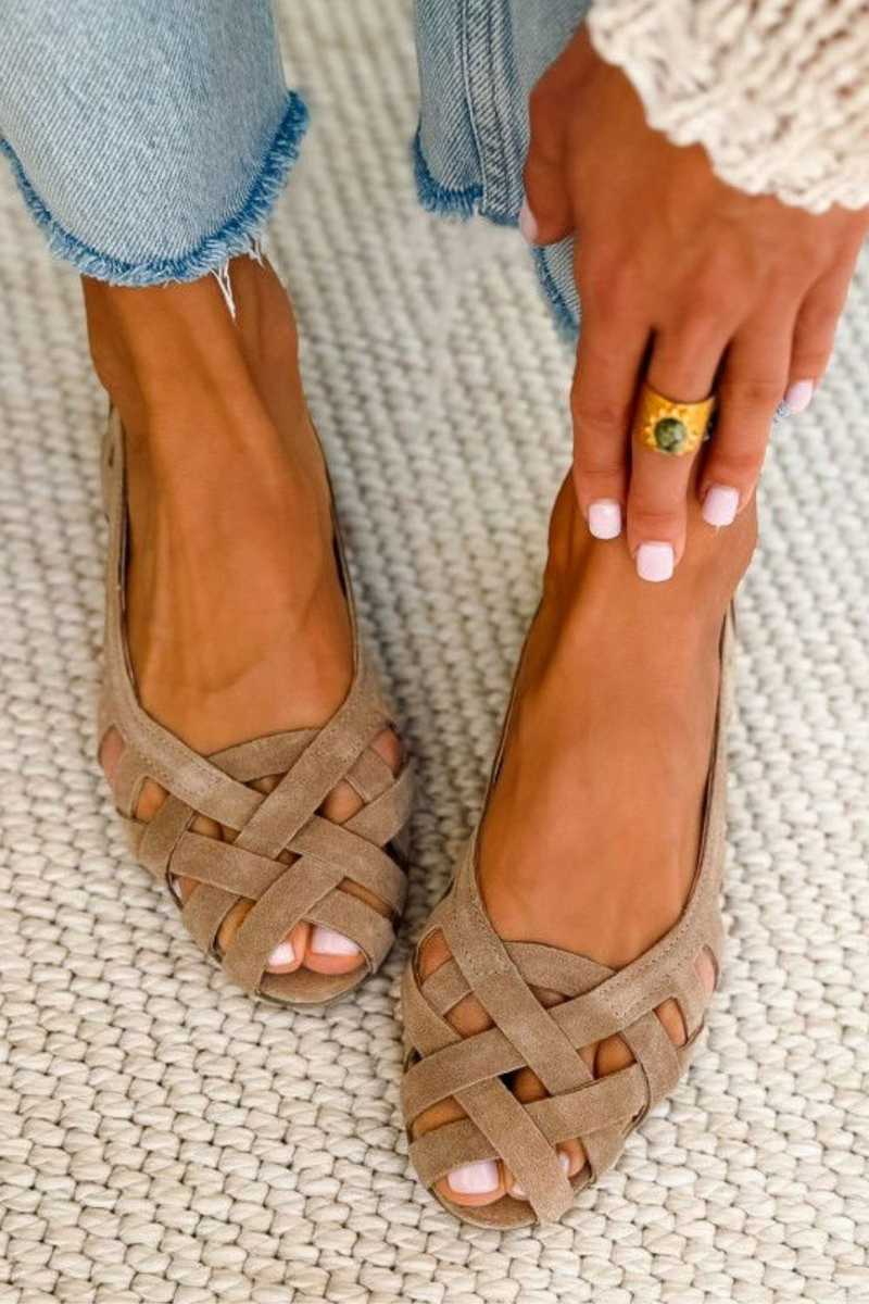 Buty Damskie Płaskie Ażurowe