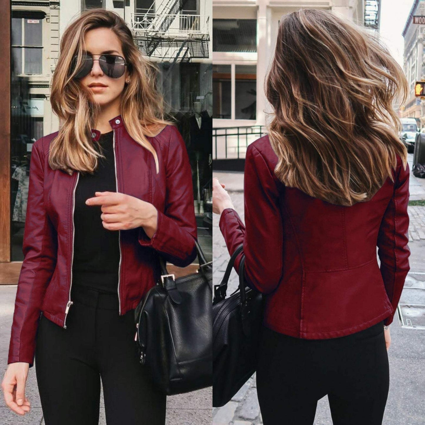 Chaqueta de piel | Elegante | Negra, piel flexible, acabado refinado | Perfecta para salir por la noche