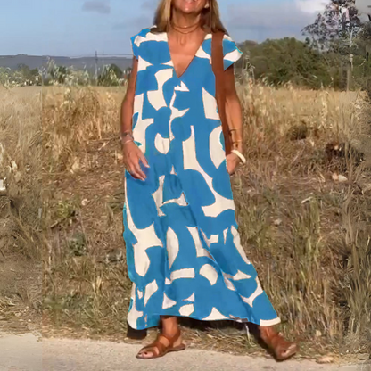VESTIDO ESTAMPADO CON CUELLO EN V