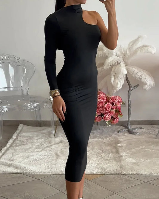 Vestido liso de un hombro para un look moderno