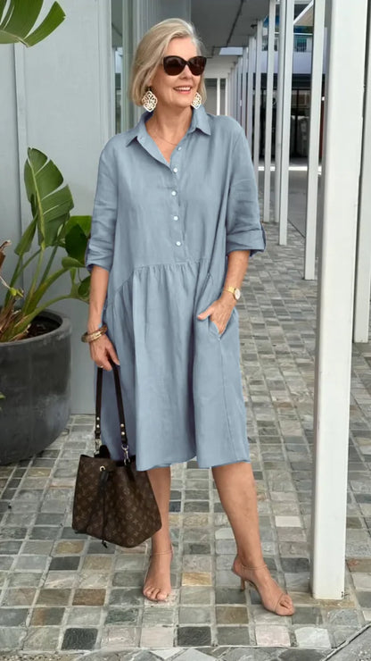 Nuevo vestido casual para mujer en lino y algodón