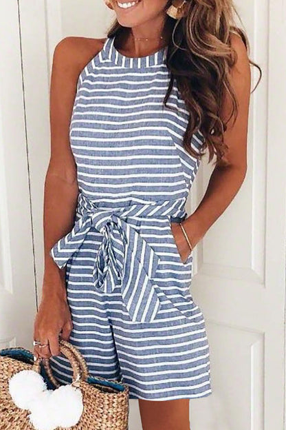 Casual-patchwork-bandage-con-cinturón-y-cuello-suelto (5 colores)