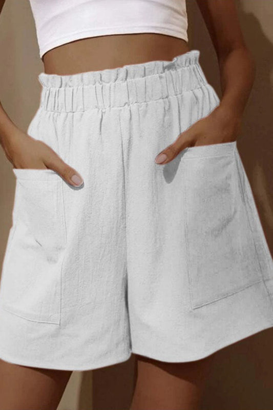 moda casual bolsa sólida suelta de cintura alta pantalones de pierna ancha