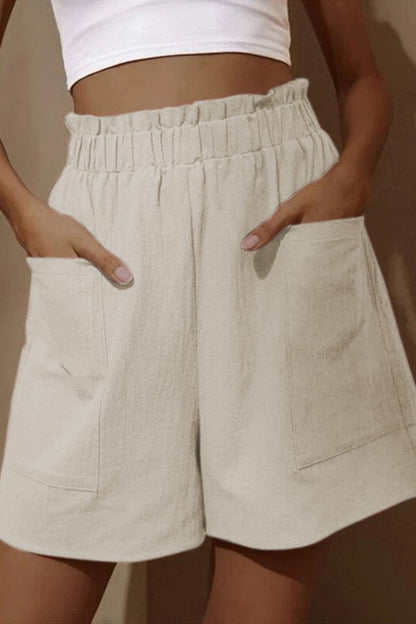 moda casual bolsa sólida suelta de cintura alta pantalones de pierna ancha