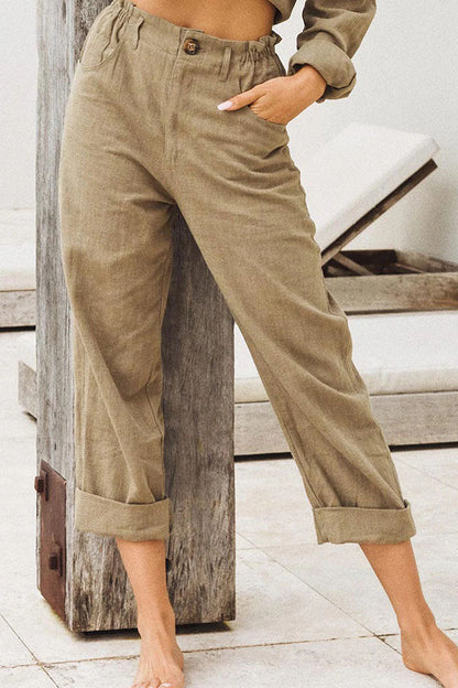 Pantalón corto recto suelto patchwork casual con cintura alta (4 colores)