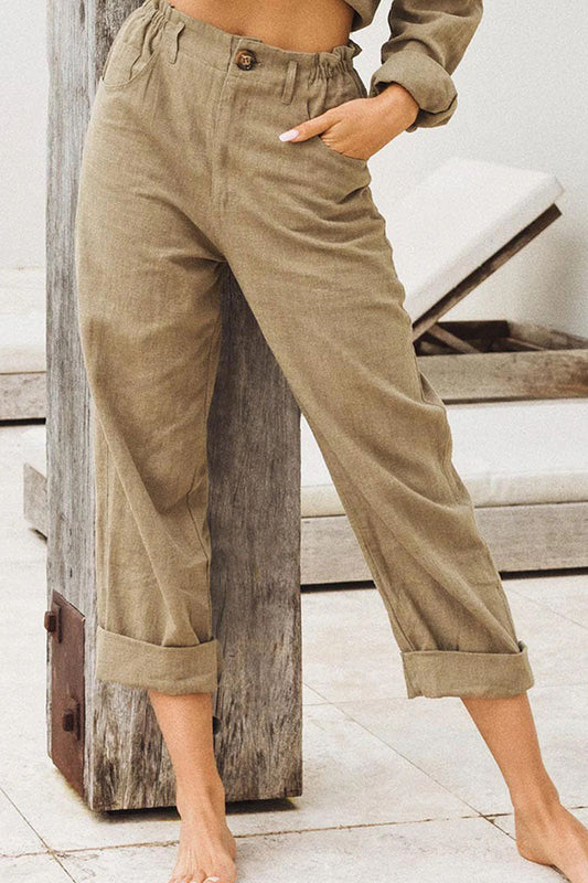 Pantalón corto recto suelto patchwork casual con cintura alta (4 colores)