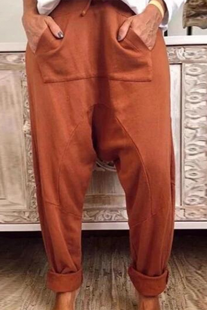 Casual Solid Draw String Bag Loose Harlan Pantalones de colores sólidos (4 colores)
