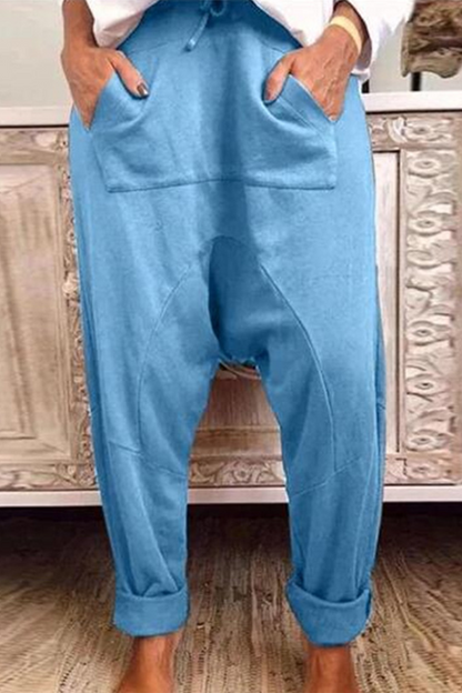 Casual Solid Draw String Bag Loose Harlan Pantalones de colores sólidos (4 colores)