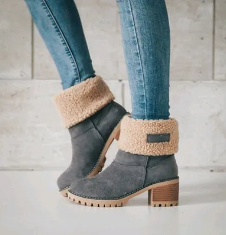 Botas de invierno para mujer con tacón bajo y estilo contemporáneo