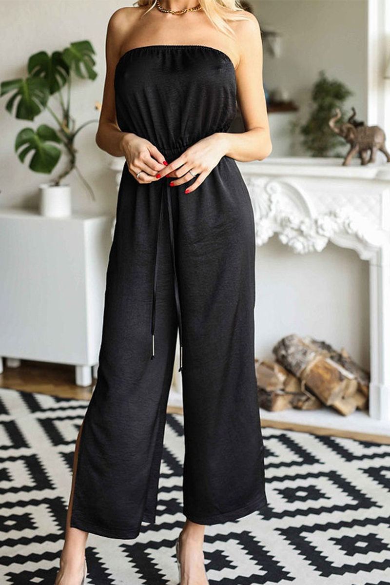Casual Solid Patchwork Straight Strapless Jumpsuits (3 colores)