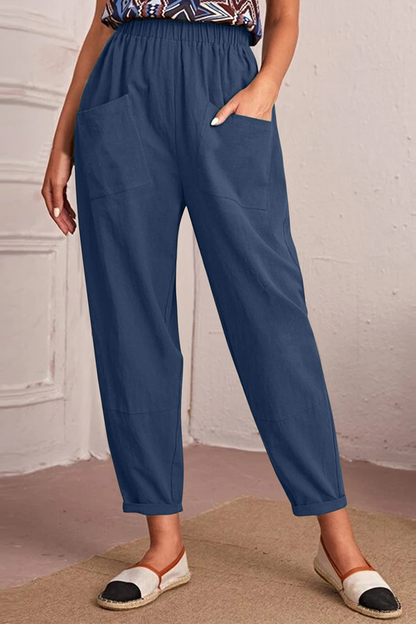 Casual Solid Patchwork Harlan Pantalones de cintura media Harlan Solid Colour