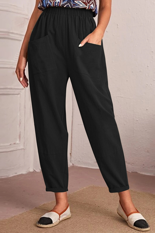 Casual Solid Patchwork Harlan Pantalones de cintura media Harlan Solid Colour