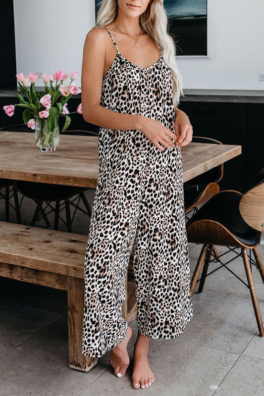 Casual Patchwork Tie-dye Spaghetti Strap Straight Jumpsuits (10 colores)