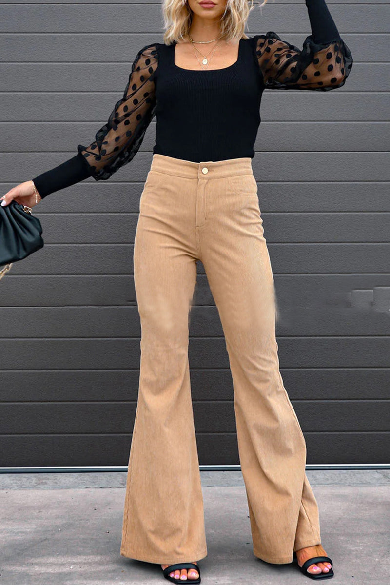 Pantalones Sexy Casual Boot Cut Mid Waist Wide Leg (4 Colores)