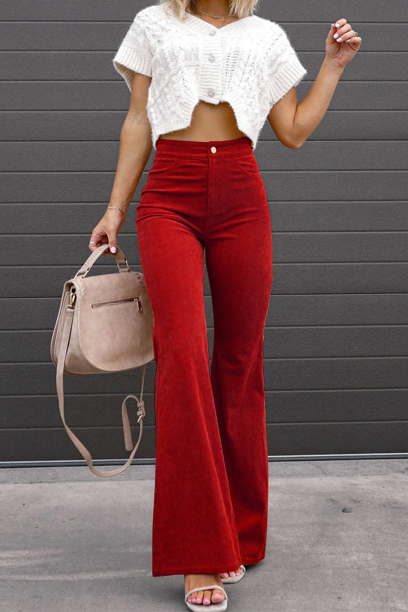 Pantalones Sexy Casual Boot Cut Mid Waist Wide Leg (4 Colores)