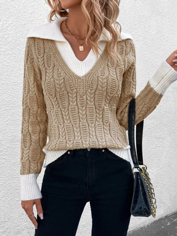 Julie | Jersey de punto con cuello de pico, look casual