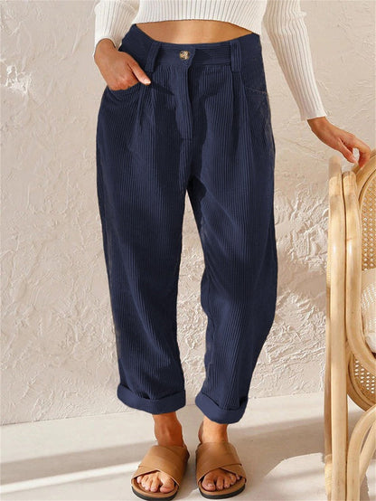 Pantalones de pana con perneras rectas para señora