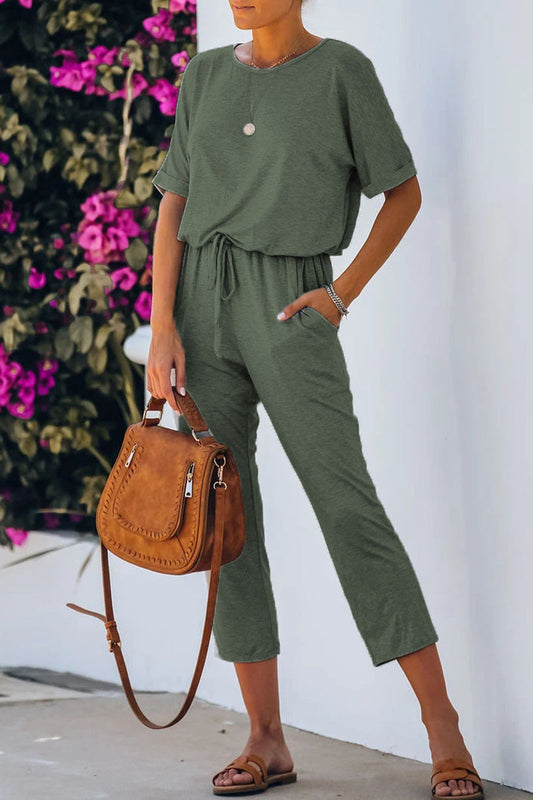 Casual simplicity monos de cuello redondo de color liso (5 colores)