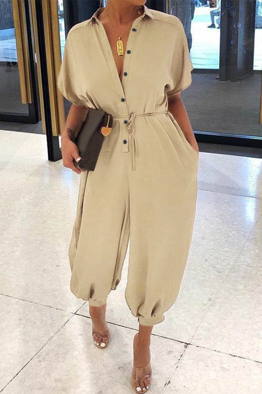 Plus Size Casual Vintage Leopard Frenulum Print Loose Jumpsuits (Monos sueltos)