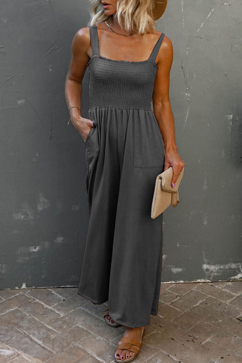 Casual Solid Patchwork Square Collar Loose Jumpsuits (6 colores)