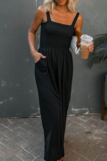 Casual Solid Patchwork Square Collar Loose Jumpsuits (6 colores)