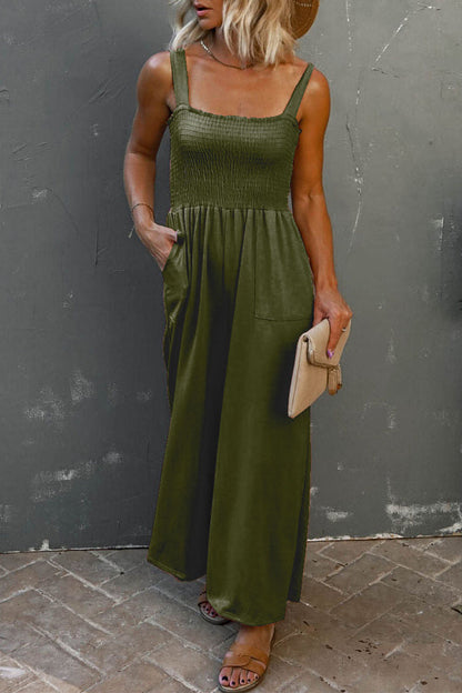 Casual Solid Patchwork Square Collar Loose Jumpsuits (6 colores)