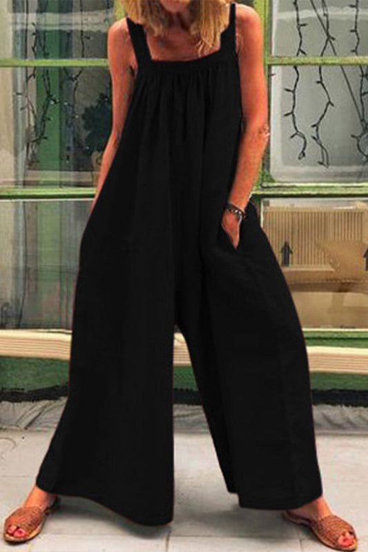 Casual Everyday Solid Square-Collar Loose Jumpsuits (5 colores)