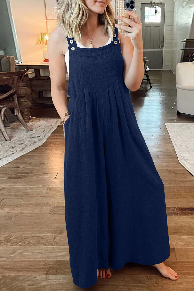 Casual-street-solid-pochet-collar-loose-jumpsuits (10 colores)