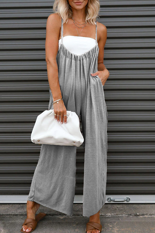 Casual-solid-colour Monos holgados con cintura en forma de U