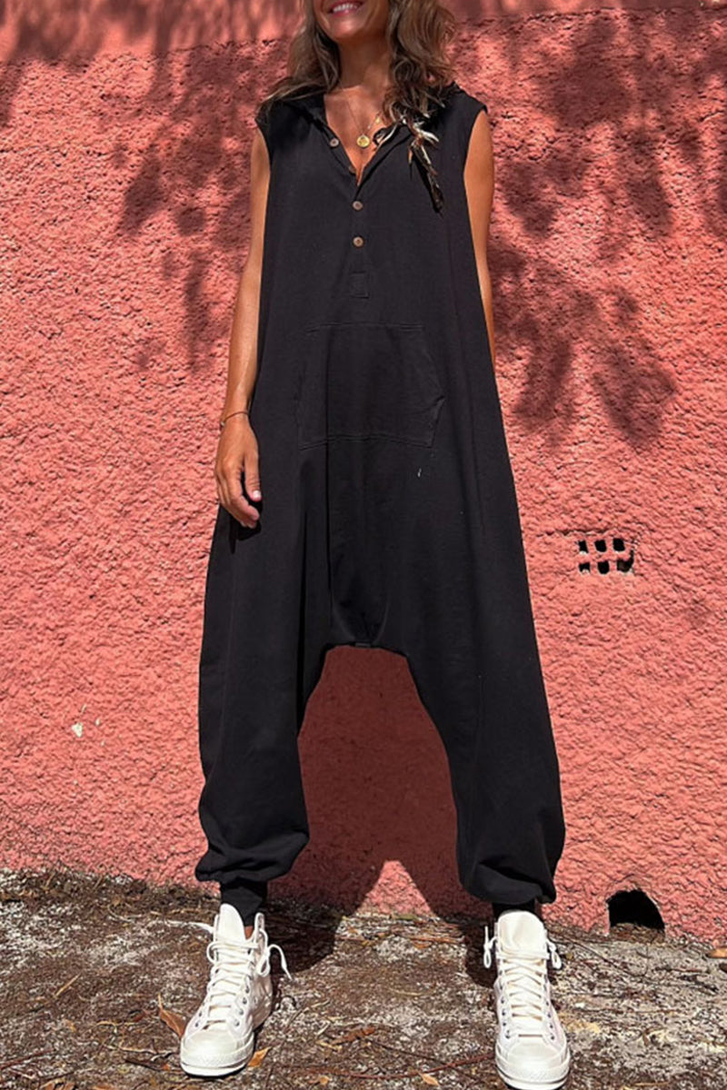 Casual SportswearenÃ Monos rectos con capucha y bolsillos fijos (3 colores)