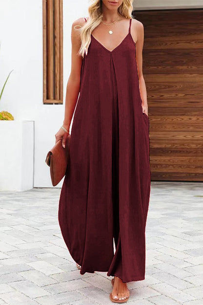 Monos sueltos monocromáticos casuales con cuello en V (6 colores)