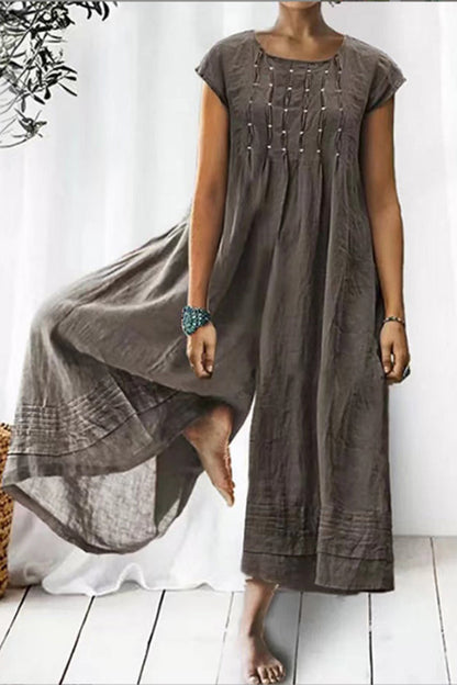 Casual simplicity chunky loose fit O-neck jumpsuits (6 colores)