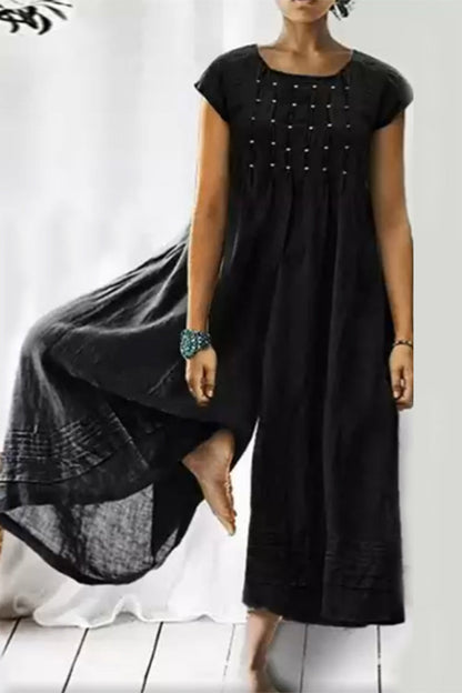 Casual simplicity chunky loose fit O-neck jumpsuits (6 colores)