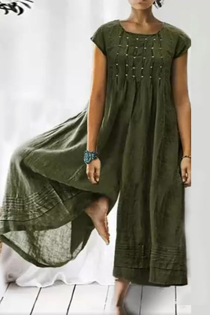 Casual simplicity chunky loose fit O-neck jumpsuits (6 colores)