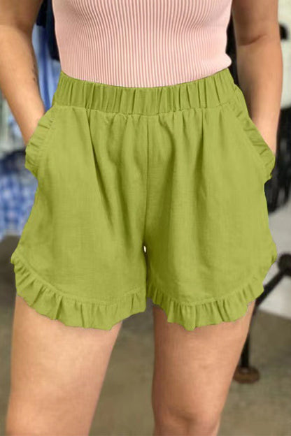 Pantalón casual liso bolsillos sueltos cintura alta pierna ancha