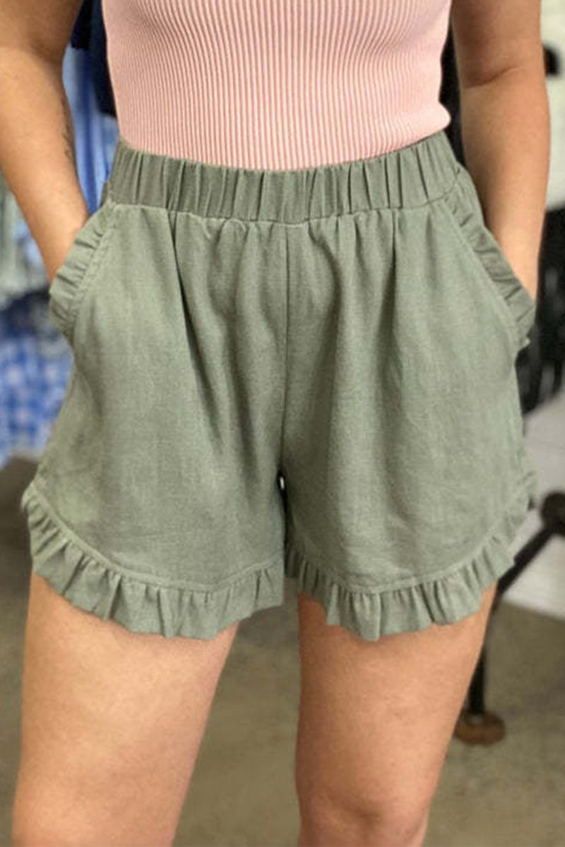 Pantalón casual liso bolsillos sueltos cintura alta pierna ancha