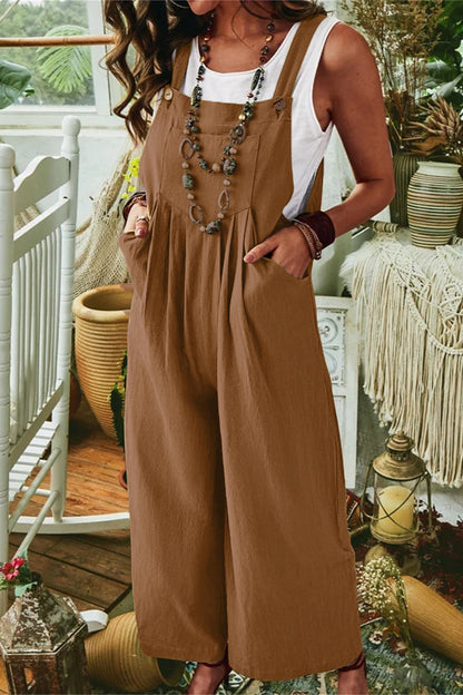 Casual street solid pocket collar loose jumpsuits (7 colores)