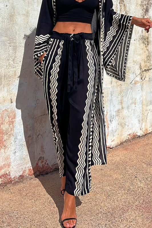 Pantalones Geometric print Patchwork Loose Mid Waist Harlan Patchwork
