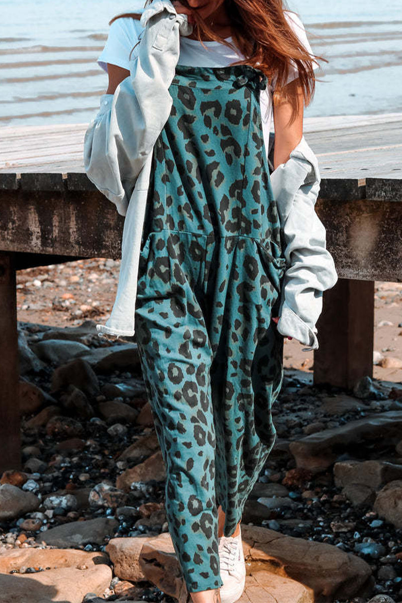Casual College Leopard Patchwork Loose Jumpsuits (5 colores)