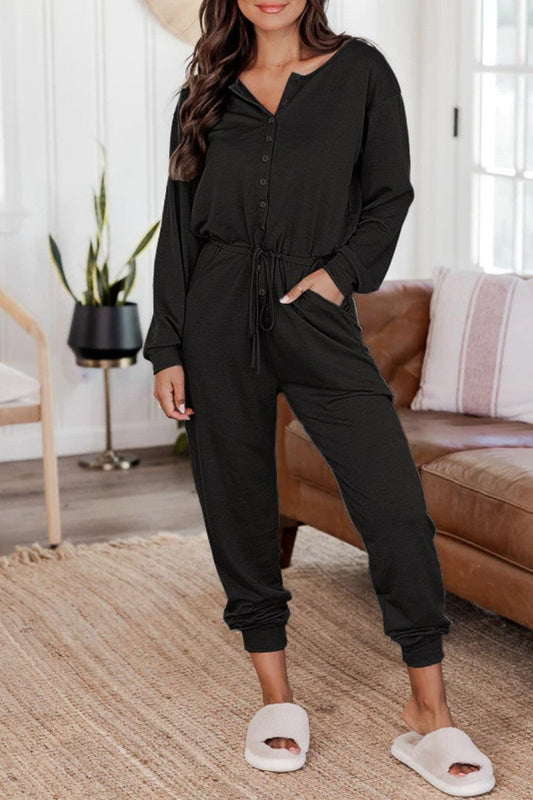 Casual Solid Patchwork V-Neck Regular Jumpsuits