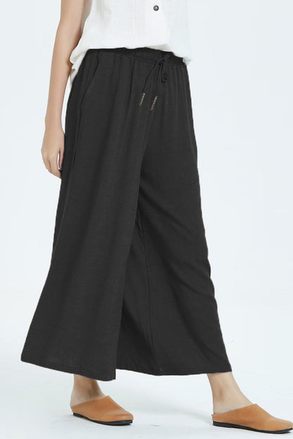 Casual simplicity solid make old loose high-waisted wide leg pantalones cortos de color liso (8 colores)