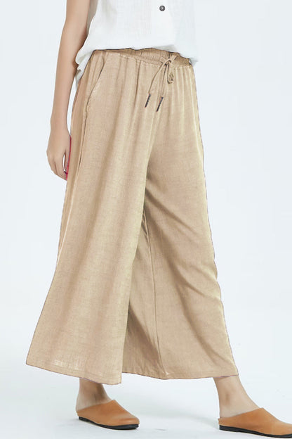 Casual simplicity solid make old loose high-waisted wide leg pantalones cortos de color liso (8 colores)
