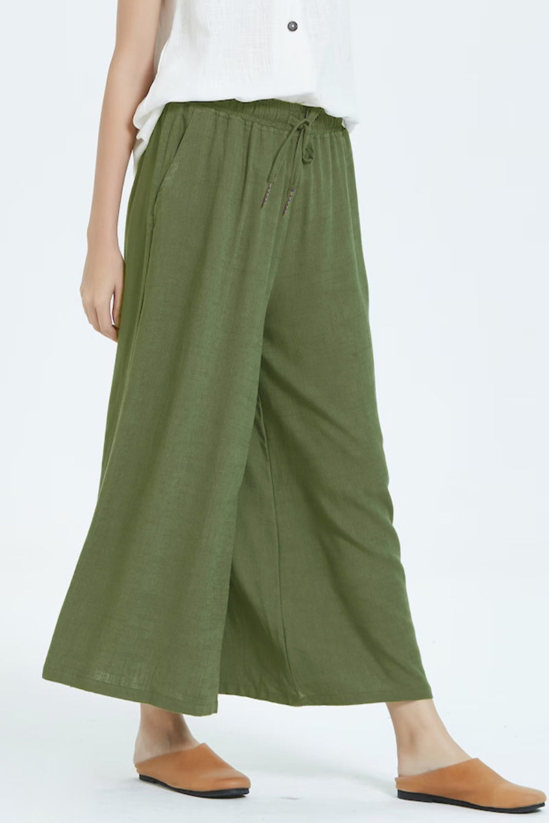 Casual simplicity solid make old loose high-waisted wide leg pantalones cortos de color liso (8 colores)