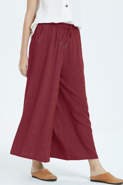 Casual simplicity solid make old loose high-waisted wide leg pantalones cortos de color liso (8 colores)